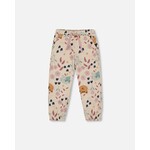 Deux par Deux DEUX PAR DEUX - Pantalon de jogging scintillant en molleton beige avec imprimé de chats 'Chatouille'