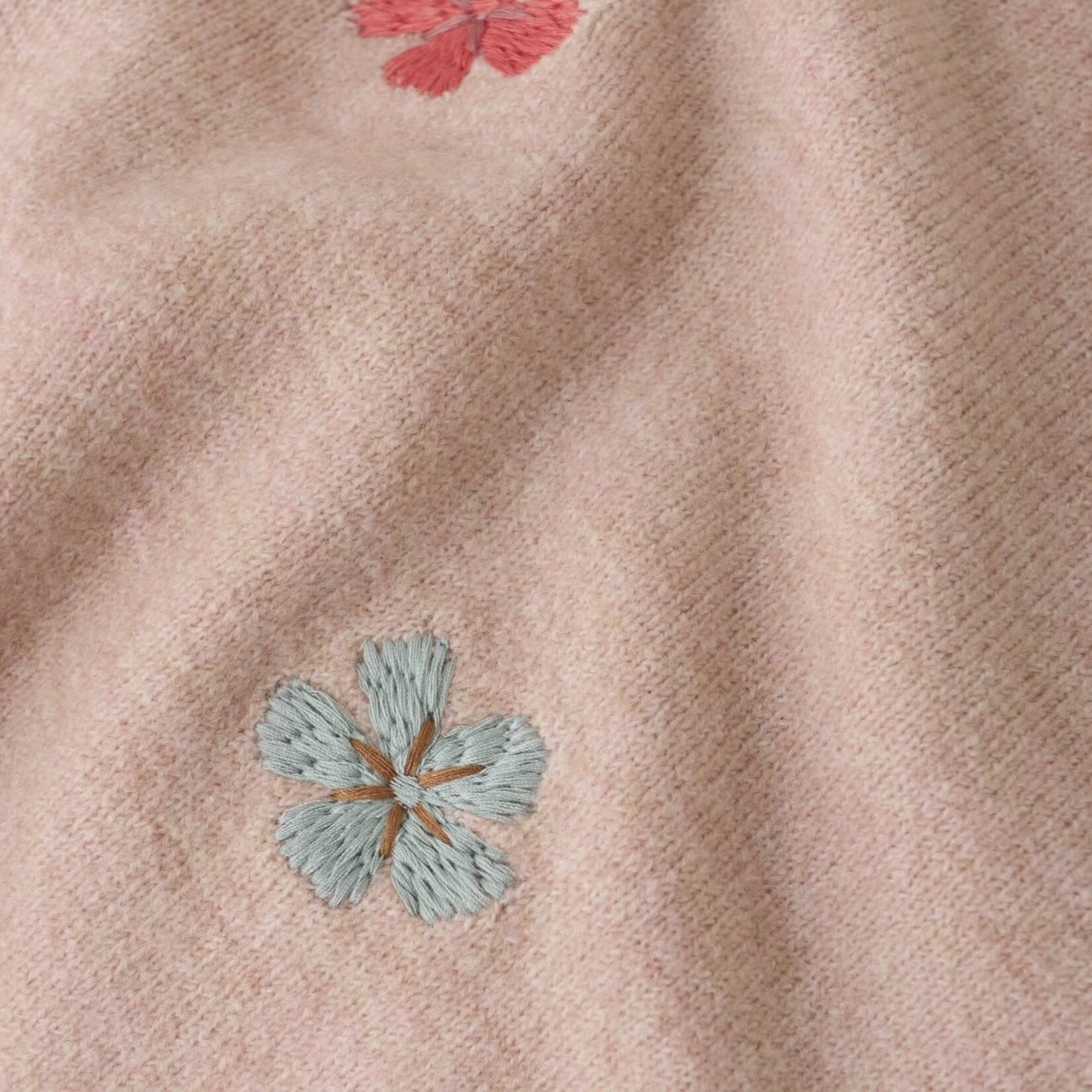 Minymo MINYMO - Chandail tricot rose avec broderies de fleurs colorées