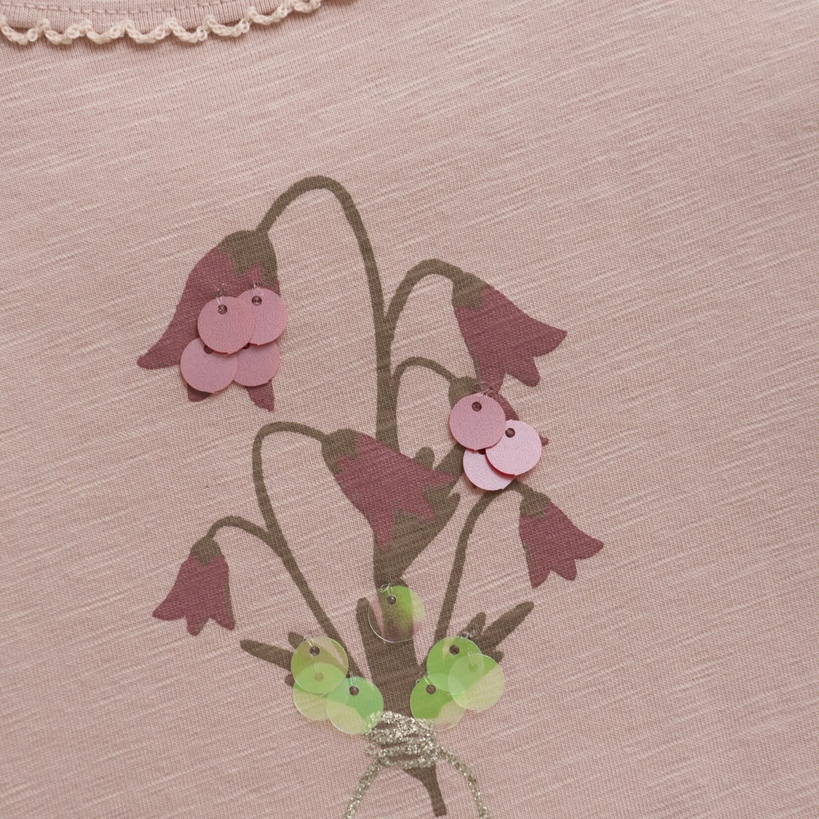 Minymo MINYMO - T-shirt rose à manches longues avec imprimé floral et brillants