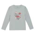 Minymo MINYMO - T-shirt bleu à manches longues avec imprimé floral et brillants