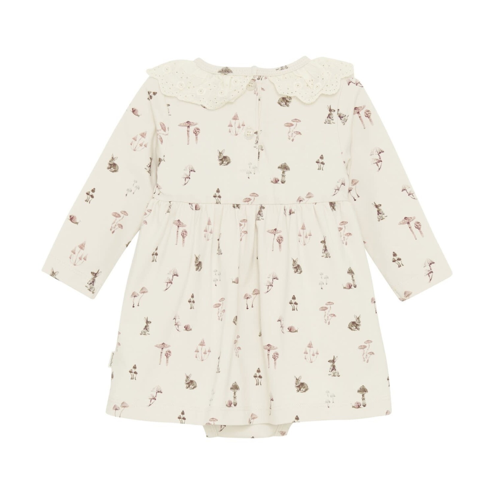 Minymo MINYMO - Cover-Up Dress with Peter Pan Collar and Rabbit and Mushroom Print