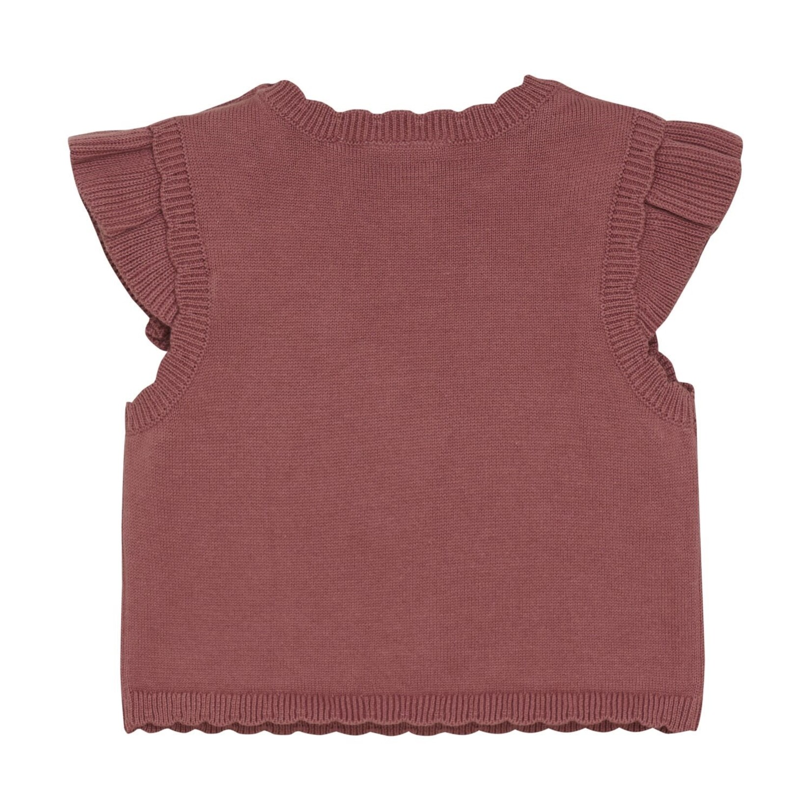 Minymo MINYMO - Gilet en tricot vieux rose avec détails aux manches et bordures et broderie de lapin