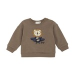 Minymo MINYMO - Gilet à manches longues brun avec broderie de lion