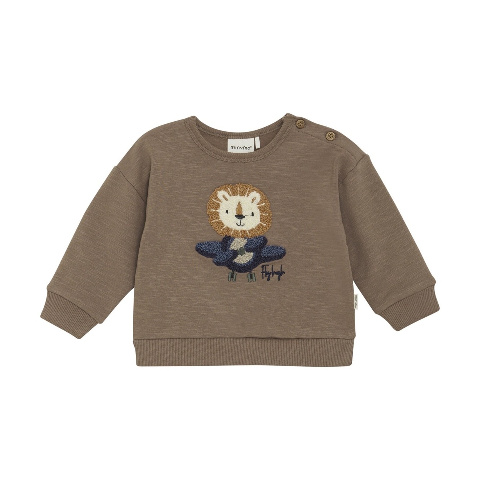 Minymo MINYMO - Gilet à manches longues brun avec broderie de lion