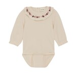 Minymo MINYMO - Long-sleeved bodysuit with pleated collar and embroidery