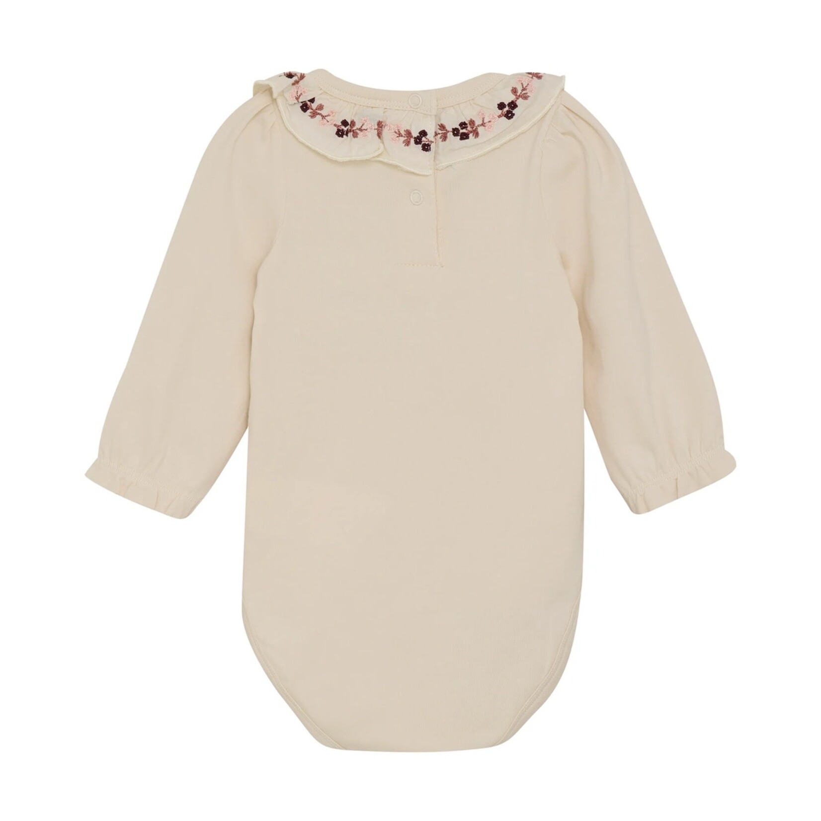 Minymo MINYMO - Long-sleeved bodysuit with pleated collar and embroidery