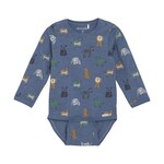 Minymo MINYMO - Blue bodysuit with Savannah Animals Print
