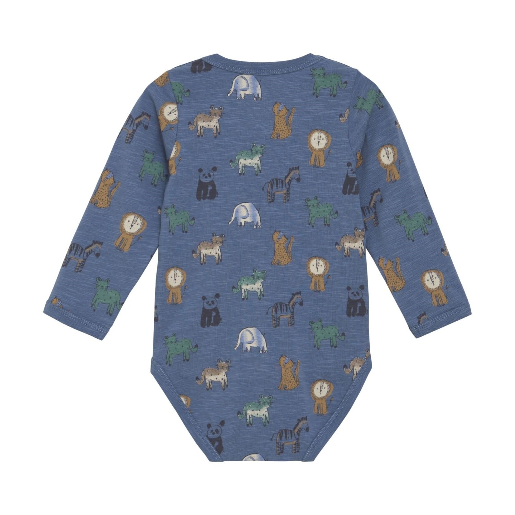 Minymo MINYMO - Blue bodysuit with Savannah Animals Print