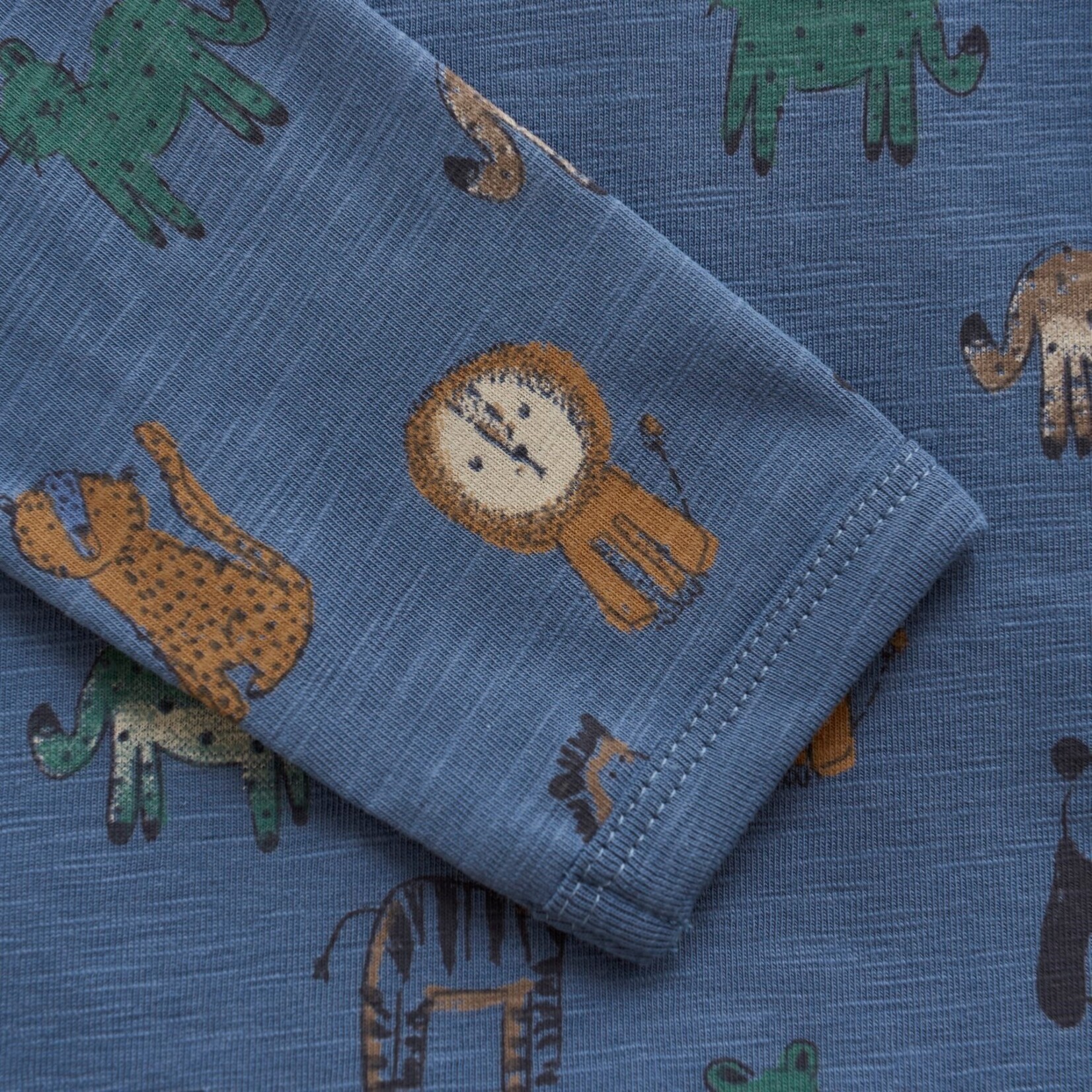 Minymo MINYMO - Blue bodysuit with Savannah Animals Print