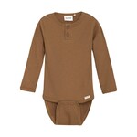 Minymo MINYMO - Brown Ribbed Longsleeve Bodysuit