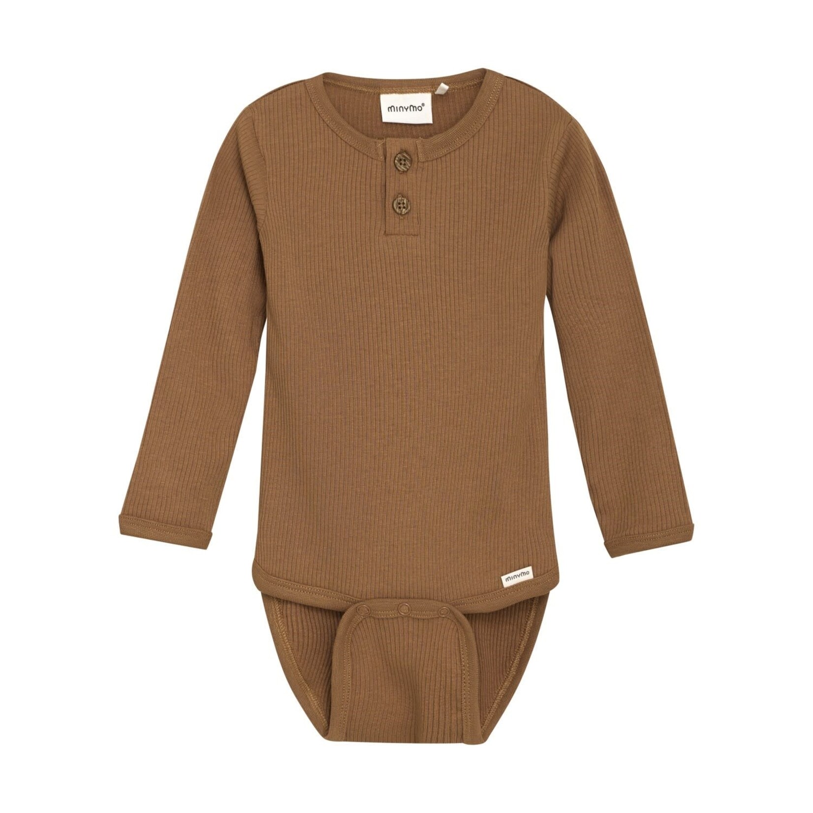 Minymo MINYMO - Brown Ribbed Longsleeve Bodysuit