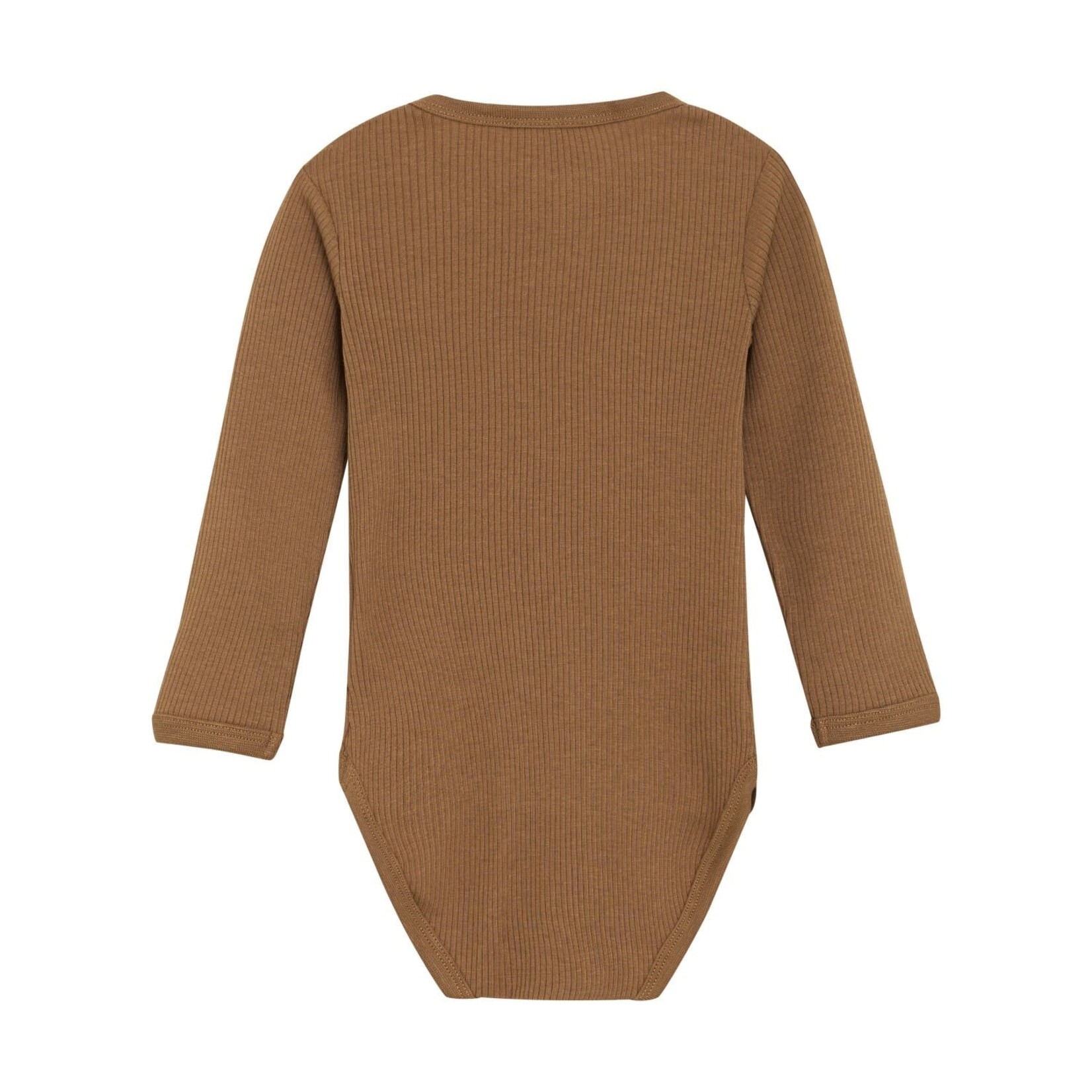 Minymo MINYMO - Brown Ribbed Longsleeve Bodysuit