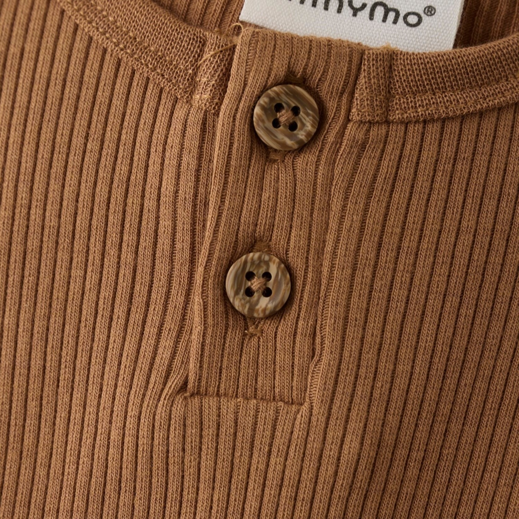 Minymo MINYMO - Brown Ribbed Longsleeve Bodysuit