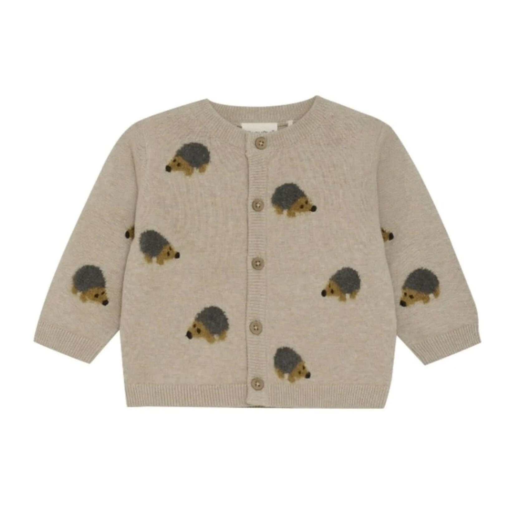 Minymo MINYMO - Cardigan en tricot brun pâle à motif d'hérissons