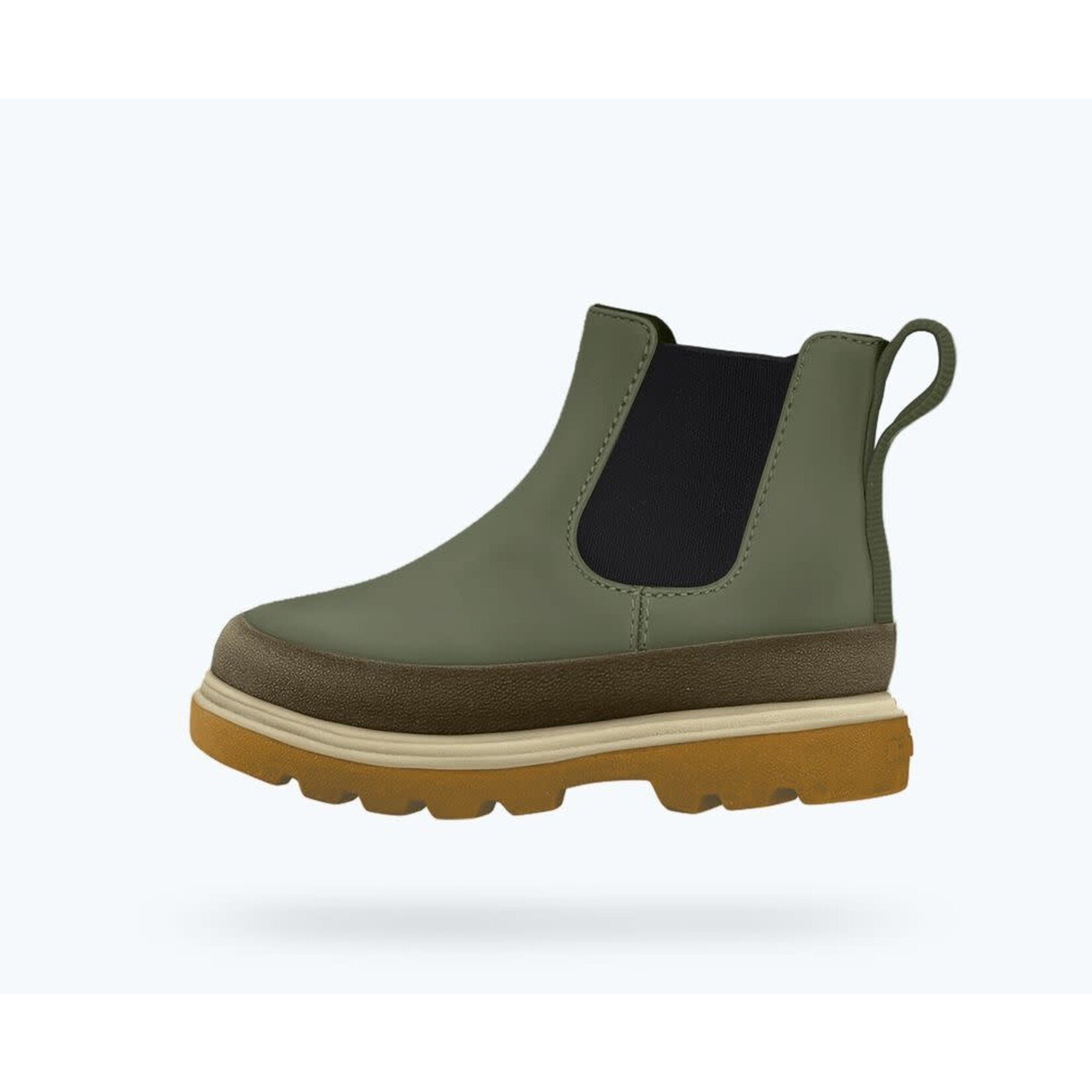 Native NATIVE - Bottes mi-saison imperméables 'Kensington Chelsea Big Kid - Vert olive/Brun amalgamées/Blanc os'