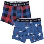 Nanö NANÖ - Lot de 2 boxers - Bleu avec motif de carreaux et hommes des neiges