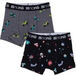 Nanö NANÖ - Lot de 2 boxers - Gris foncé et noir avec motif de voitures et hockey