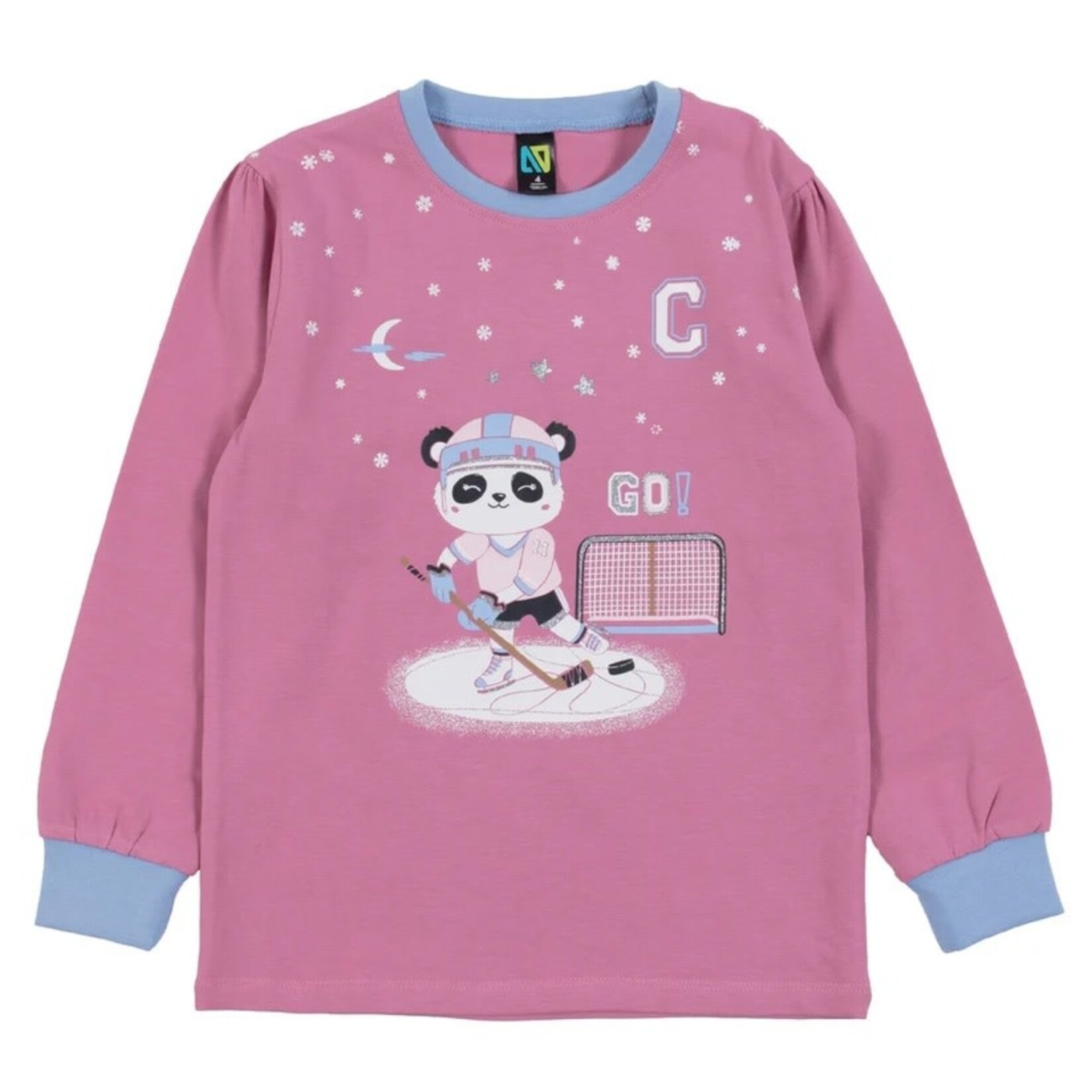 Nanö NANÖ - Pyjama Rose et bleu avec imprimé de panda qui fait du Hockey