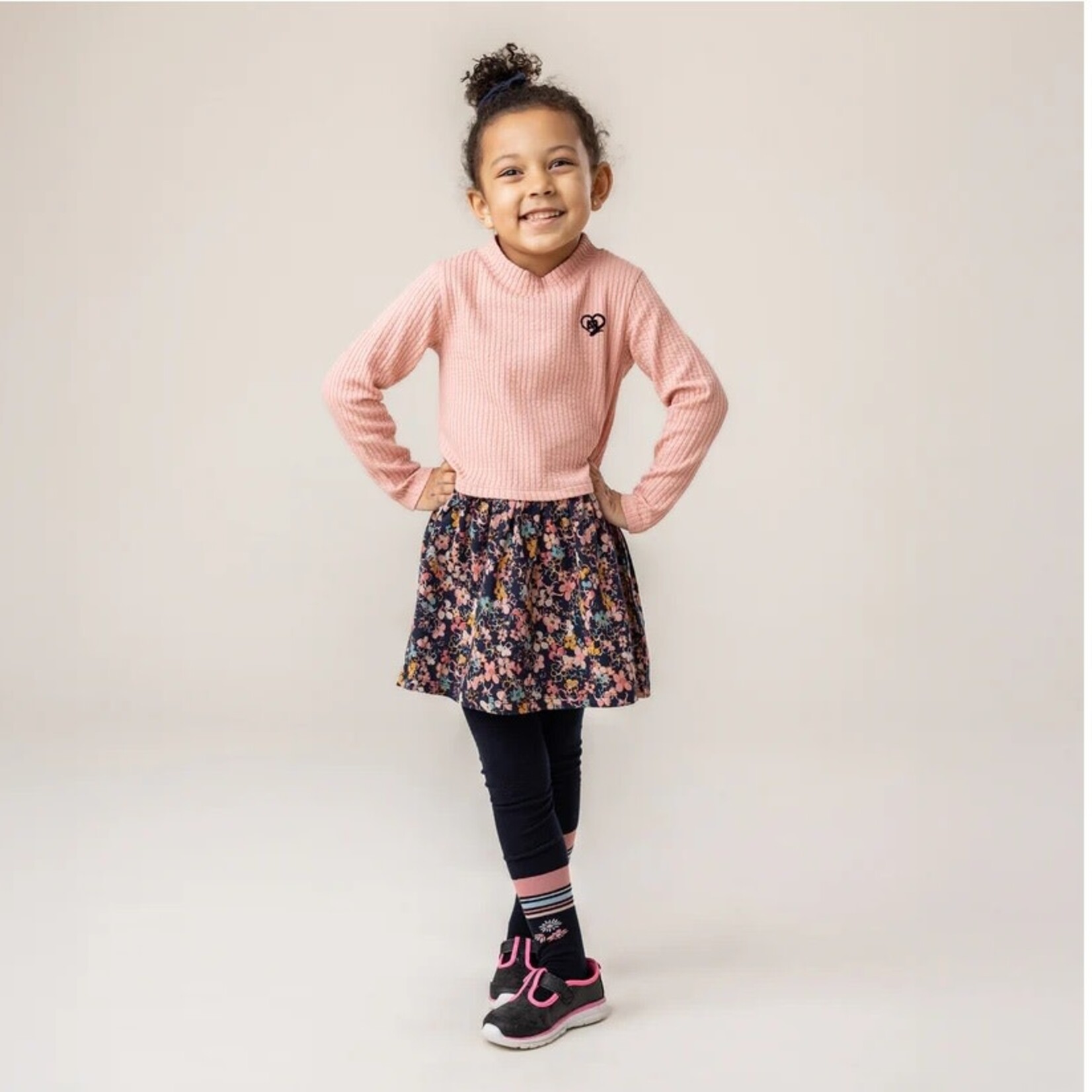 Nanö NANÖ - Navy tights with flowers and stripes at the ankle