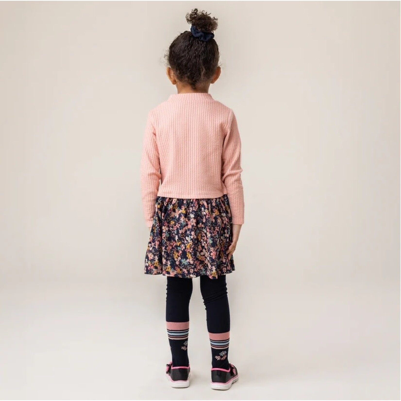 Nanö NANÖ - Navy tights with flowers and stripes at the ankle