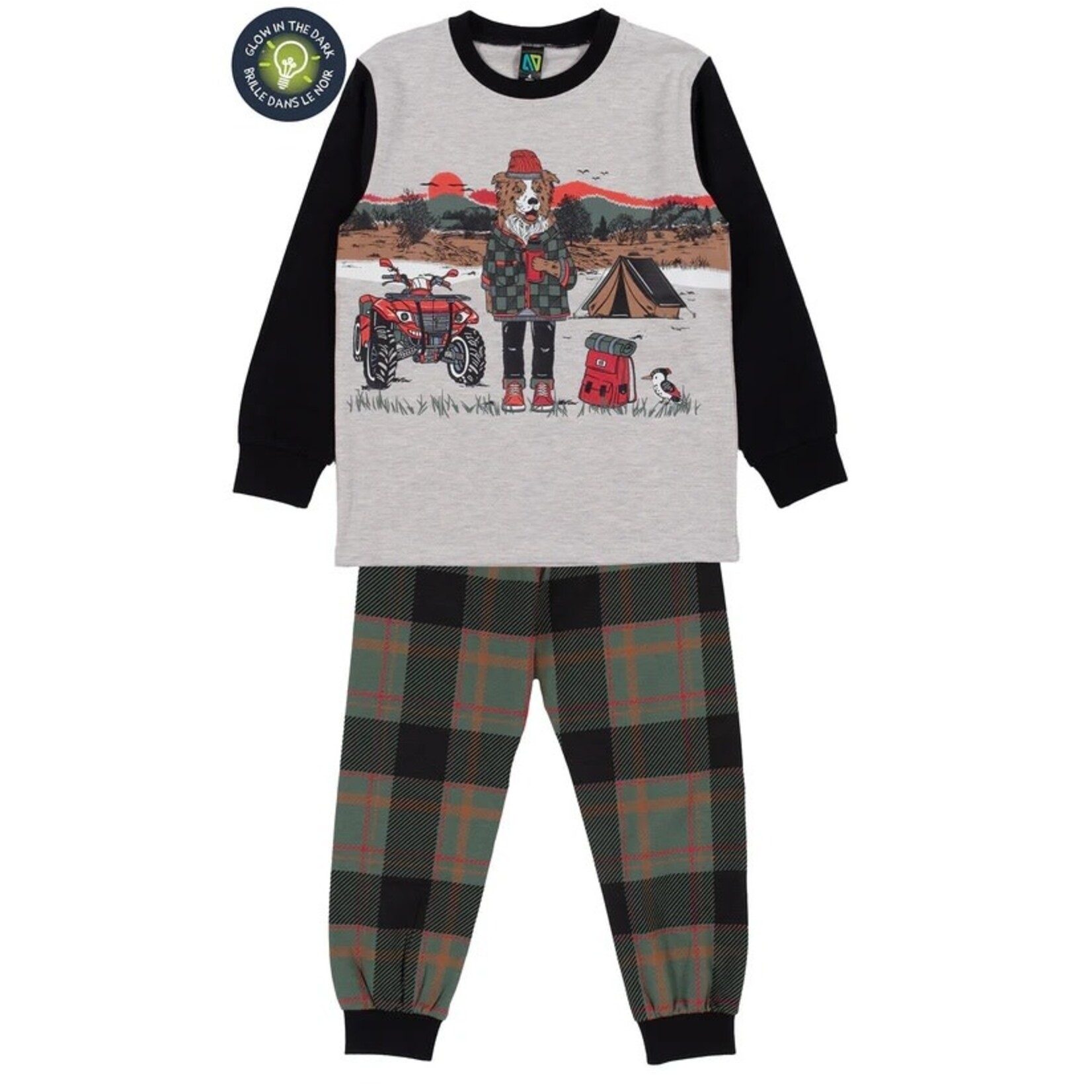 Nanö NANÖ - Pyjama Beige avec imprimé de chien qui fait du camping