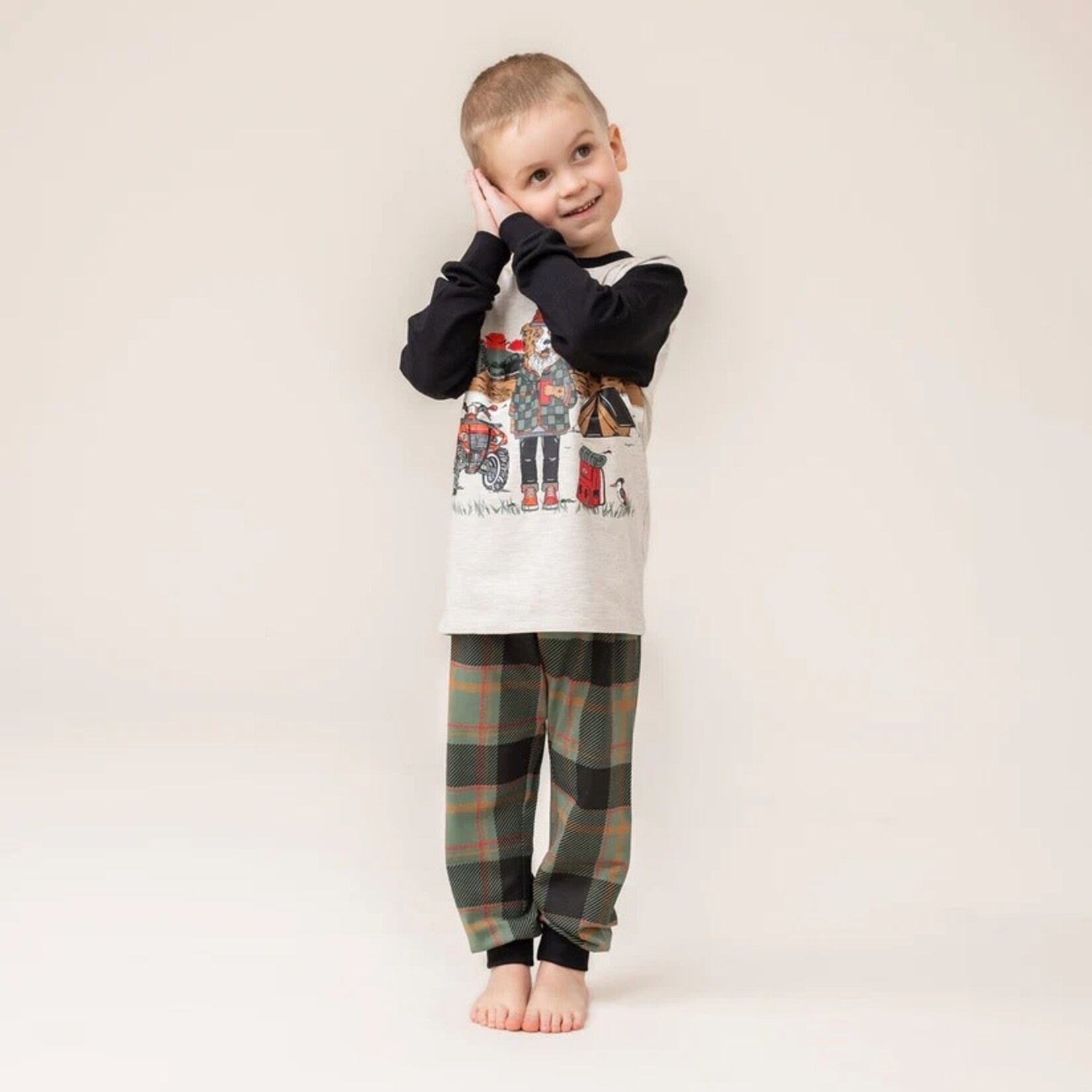 Nanö NANÖ - Pyjama Beige avec imprimé de chien qui fait du camping