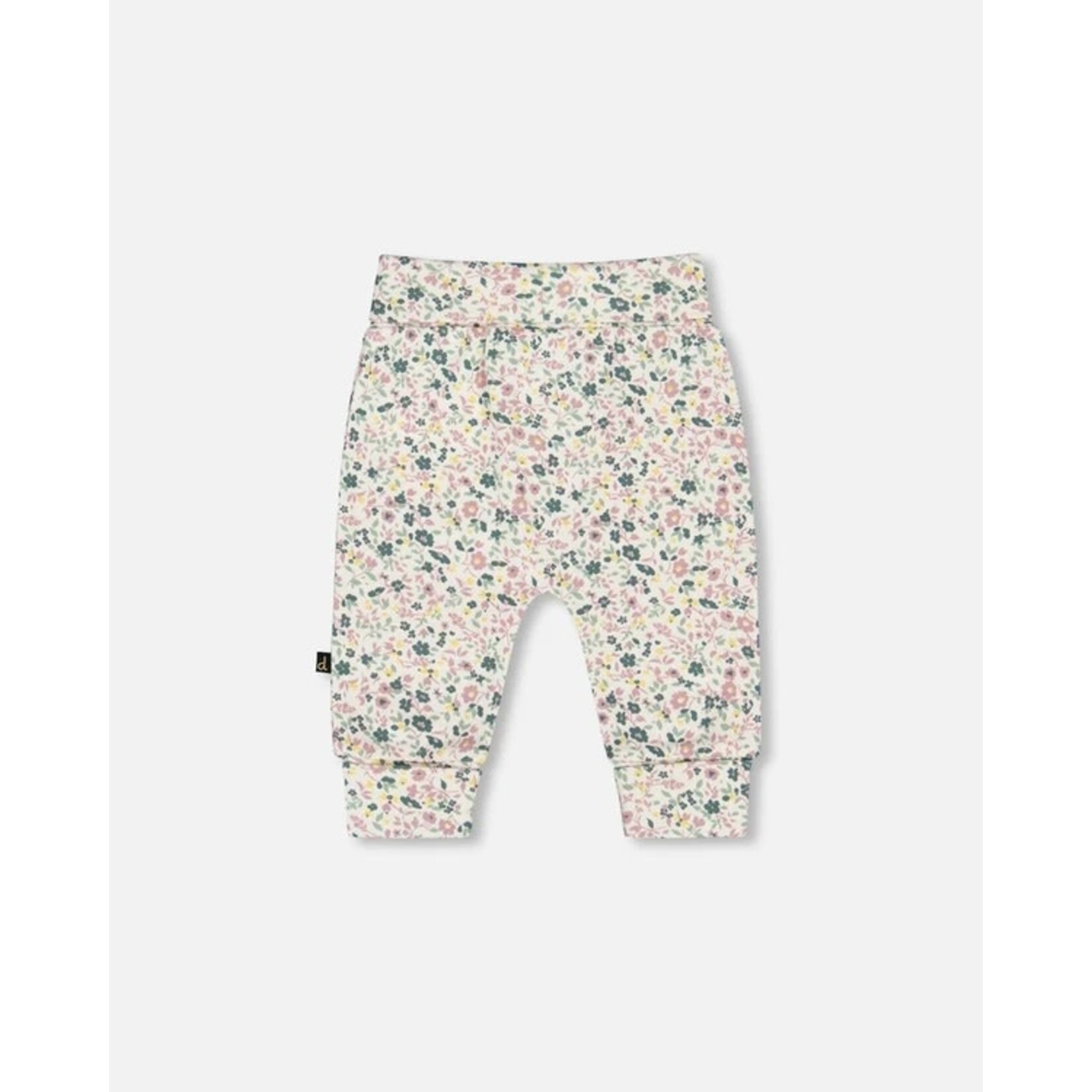 Deux par Deux DEUX PAR DEUX - Organic Cotton Evolutive Pant Off-White Floral  'B.A.B.Y. Basics"