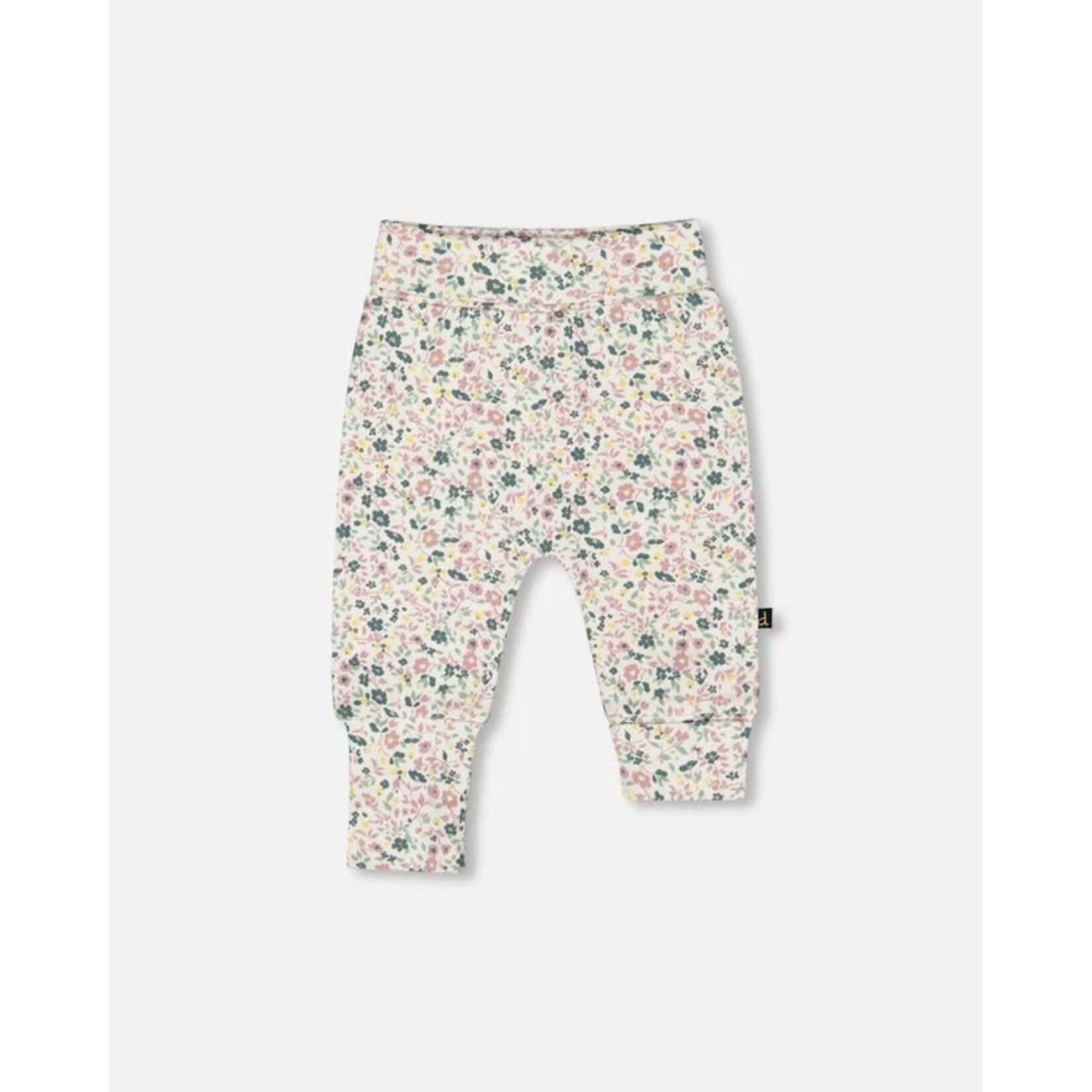 Deux par Deux DEUX PAR DEUX - Pantalon évolutif blanc cassé fleuris en coton biologique 'B.A.B.Y. bases'