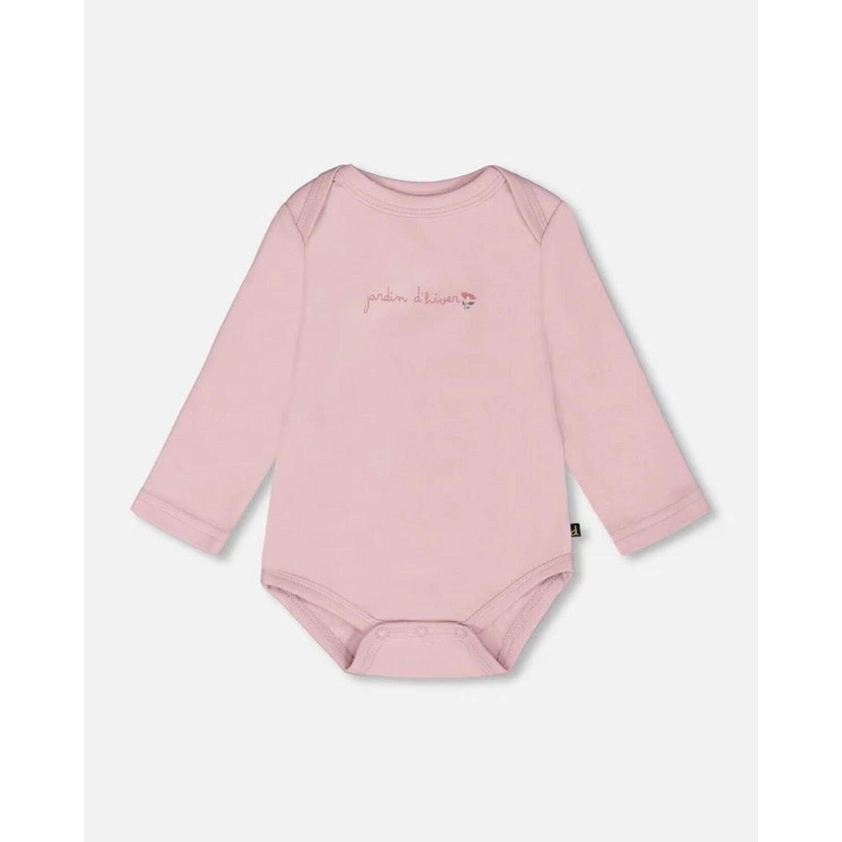 Deux par Deux DEUX PAR DEUX - Organic Cotton Long Sleeve Romper Neutral Purple 'B.A.B.Y. basics'