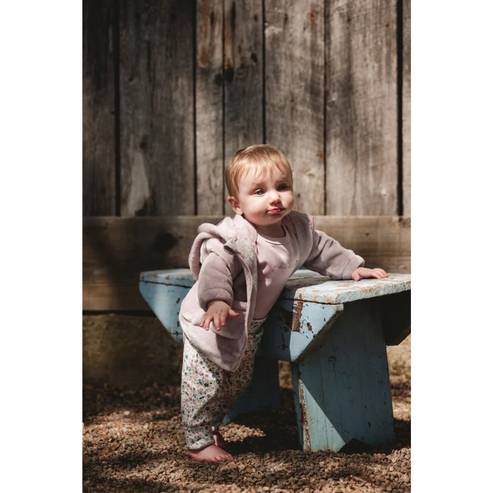 Deux par Deux DEUX PAR DEUX - Organic Cotton Long Sleeve Romper Neutral Purple 'B.A.B.Y. basics'