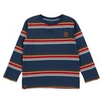 Nanö NANÖ - Navy blue long-sleeved T-shirt with colorful stripes 'Horticool'