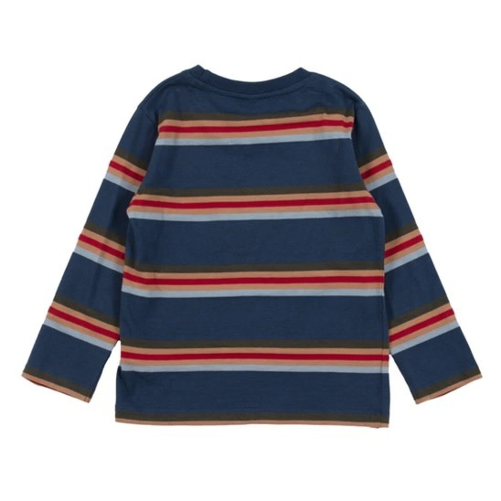 Nanö NANÖ - Navy blue long-sleeved T-shirt with colorful stripes 'Horticool'