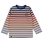 Nanö NANÖ - Beige long-sleeved T-shirt with colorful stripes and print 'Glacier'