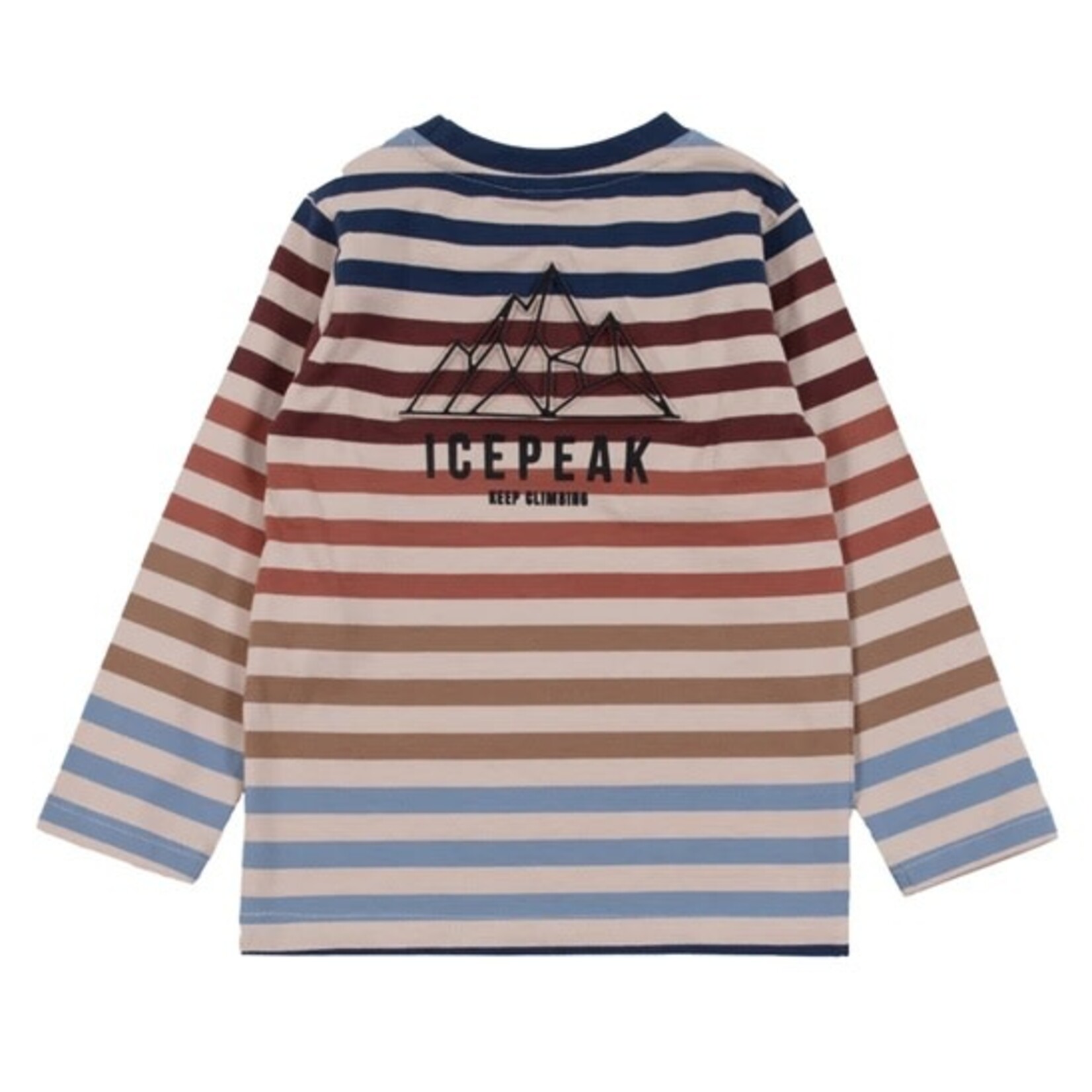 Nanö NANÖ - Beige long-sleeved T-shirt with colorful stripes and print 'Glacier'