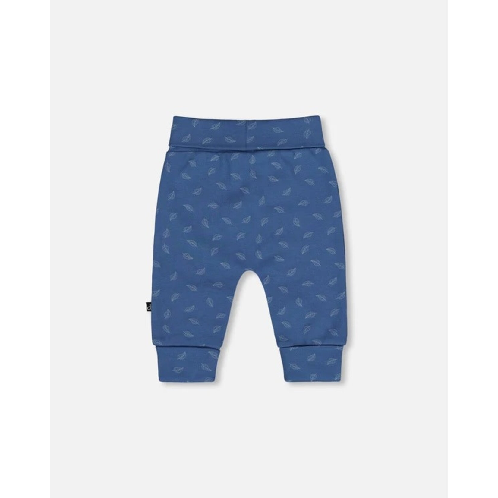 Deux par Deux DEUX PAR DEUX - Organic Cotton Evolutive Pants Blue Printed Leaves 'B.A.B.Y. basics'