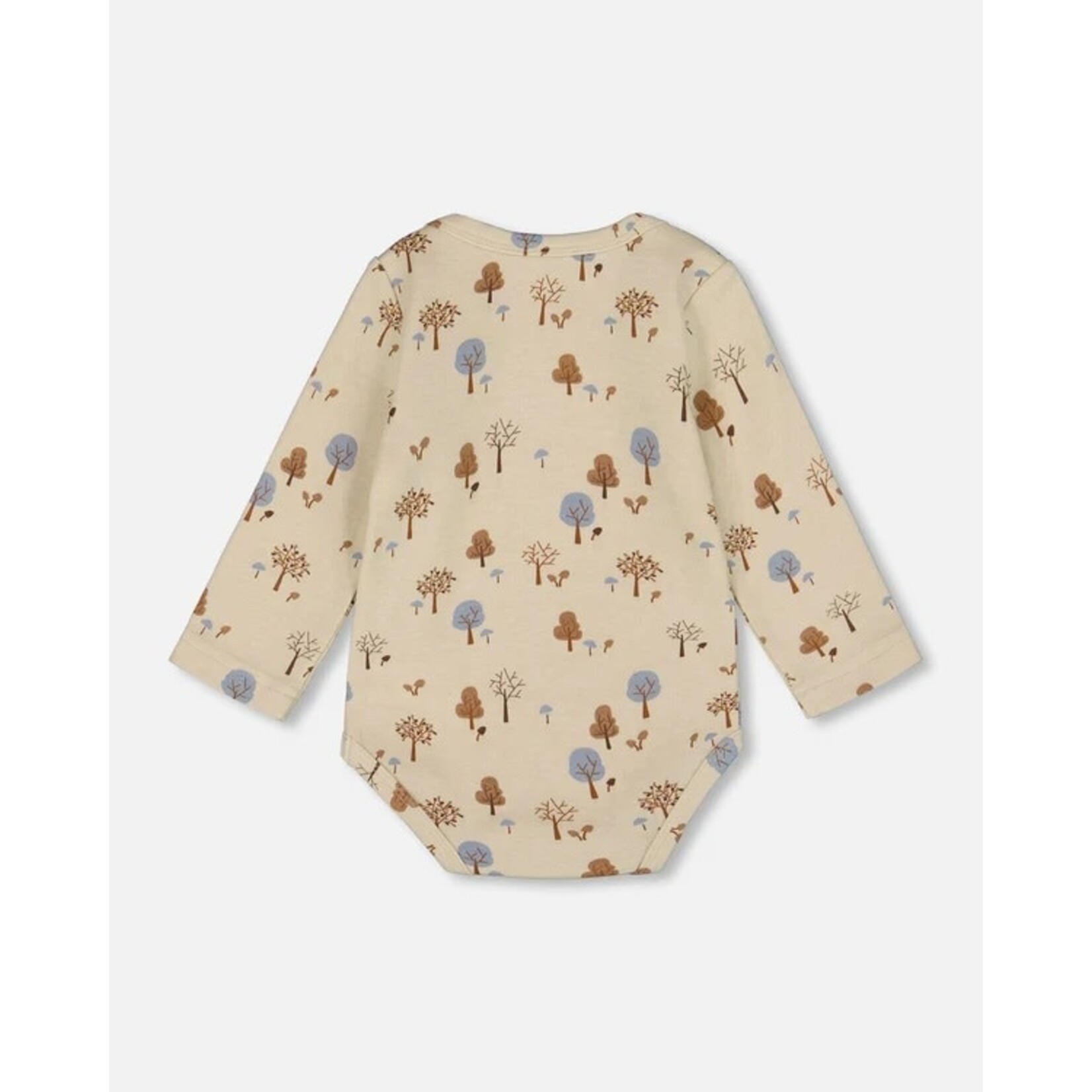 Deux par Deux DEUX PAR DEUX - Organic Cotton Onesie Beige Tree Print 'B.A.B.Y. basics'
