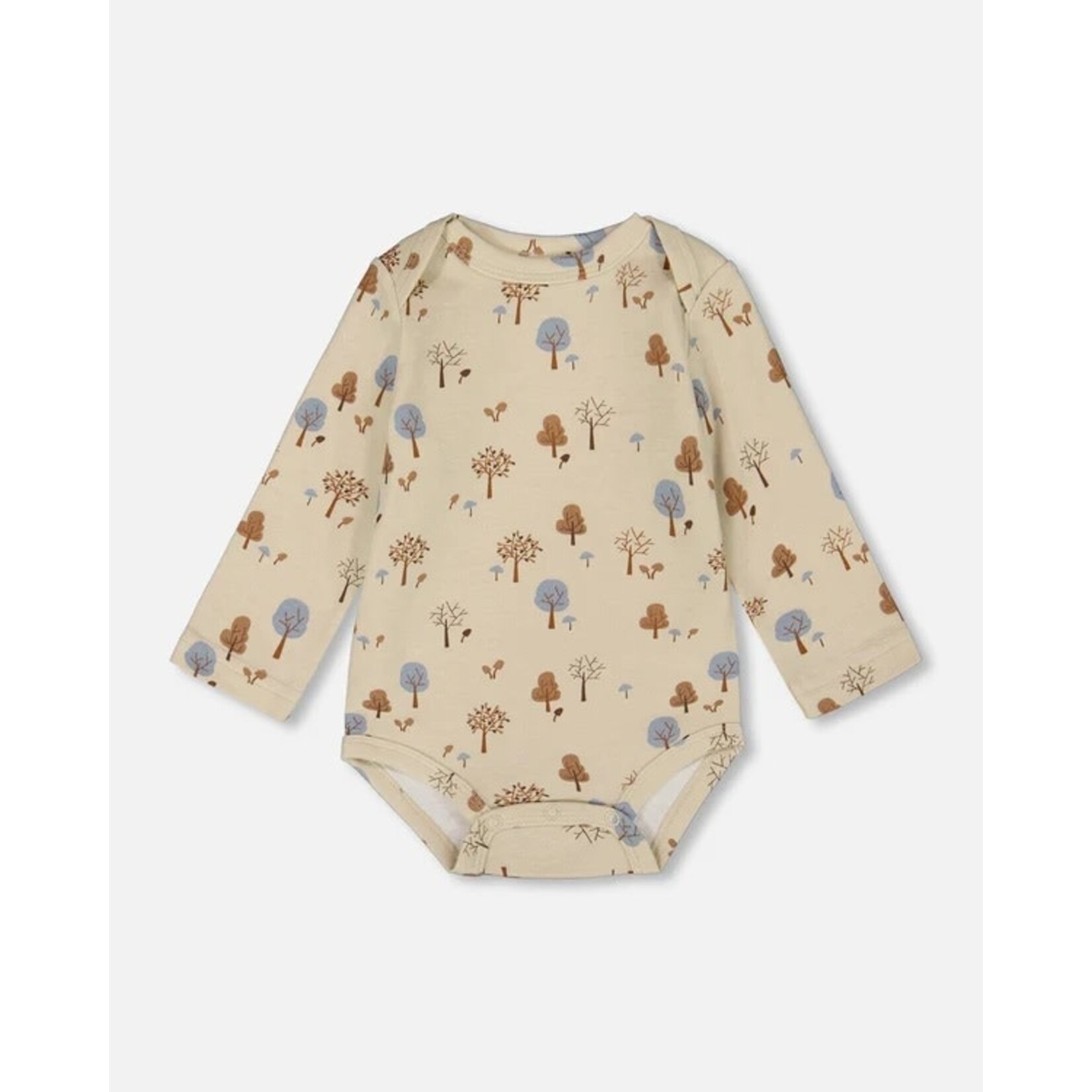 Deux par Deux DEUX PAR DEUX - Organic Cotton Onesie Beige Tree Print 'B.A.B.Y. basics'