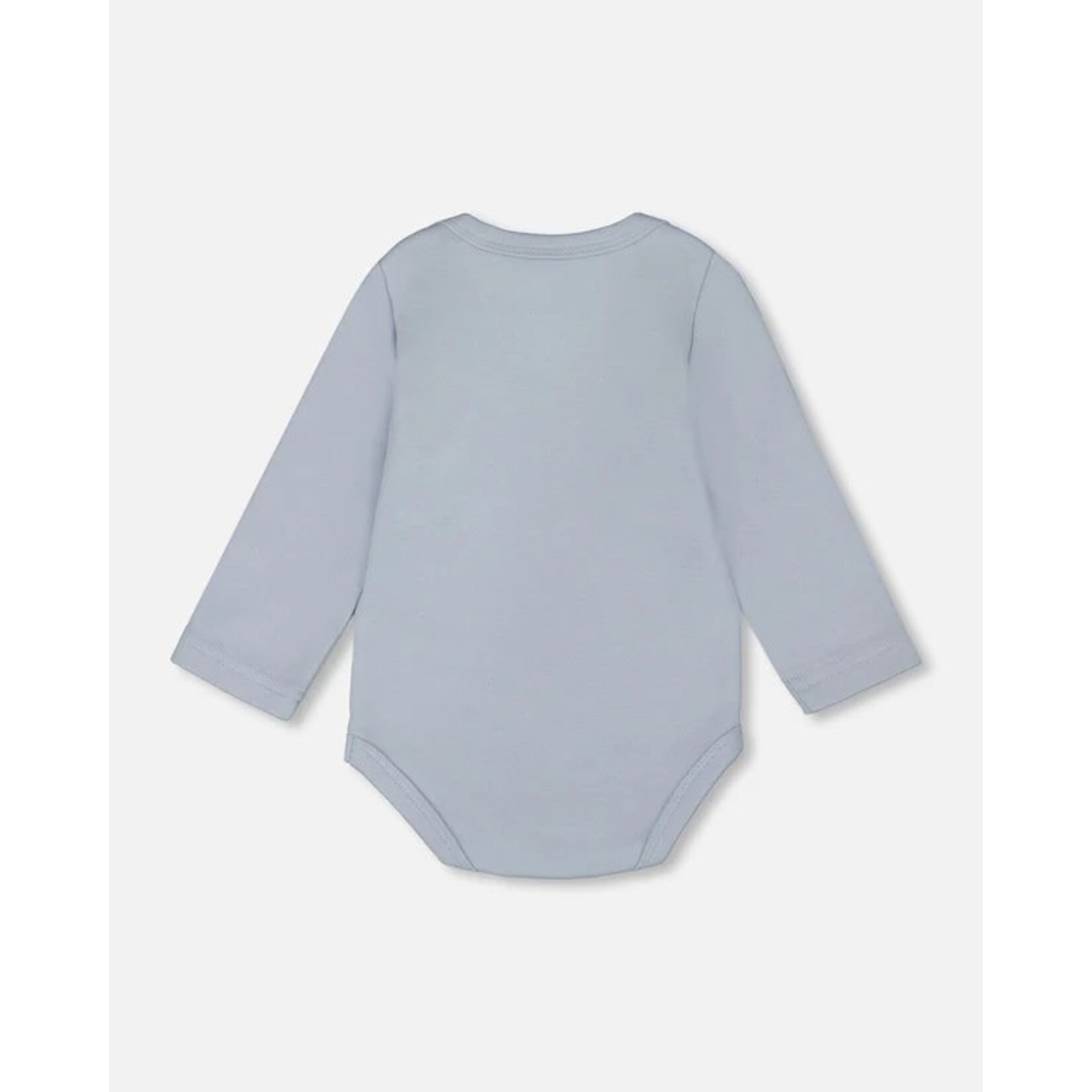 Deux par Deux DEUX PAR DEUX - Organic Cotton Onesie Light Blue with Tree Print 'B.A.B.Y. basics'