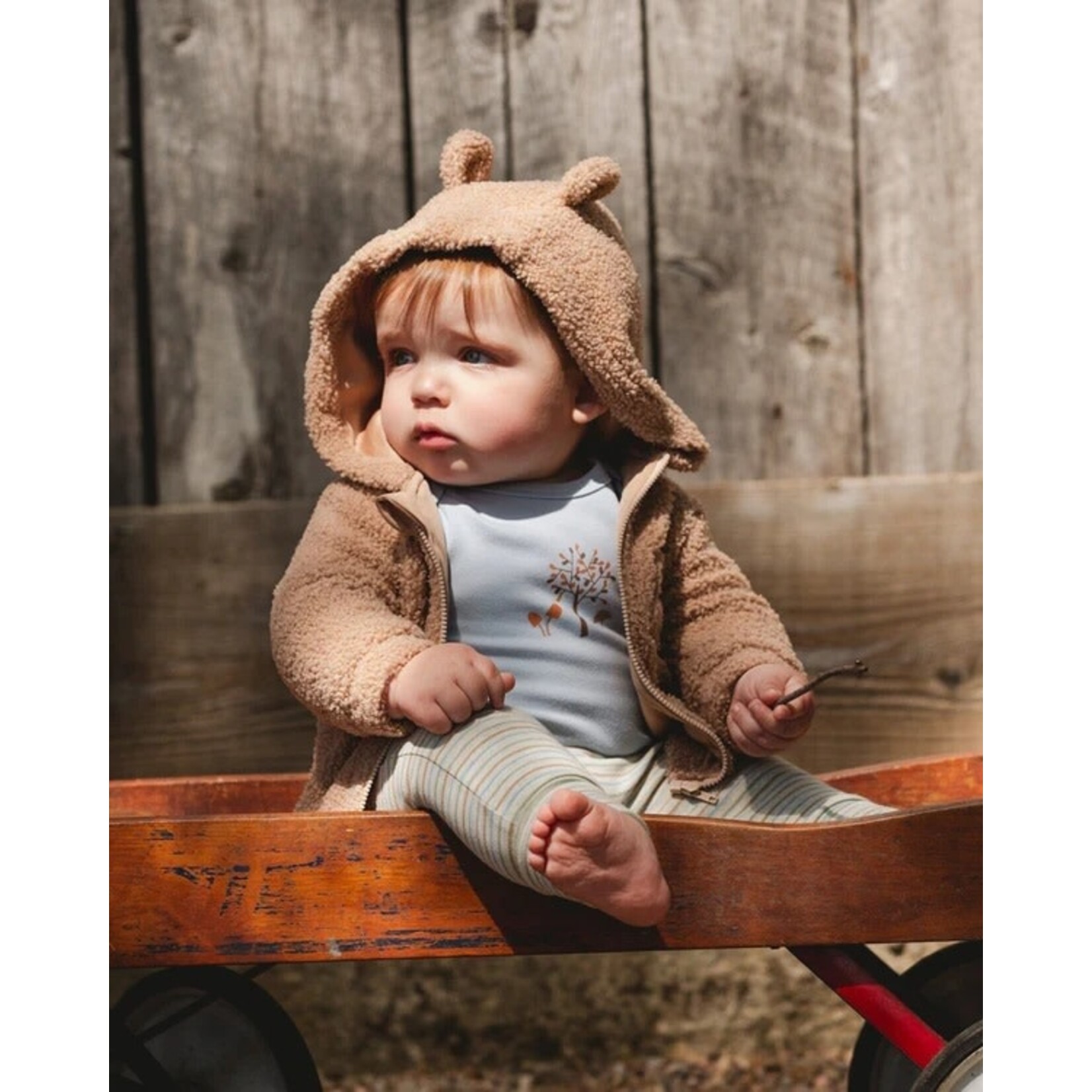 Deux par Deux DEUX PAR DEUX - Organic Cotton Onesie Light Blue with Tree Print 'B.A.B.Y. basics'