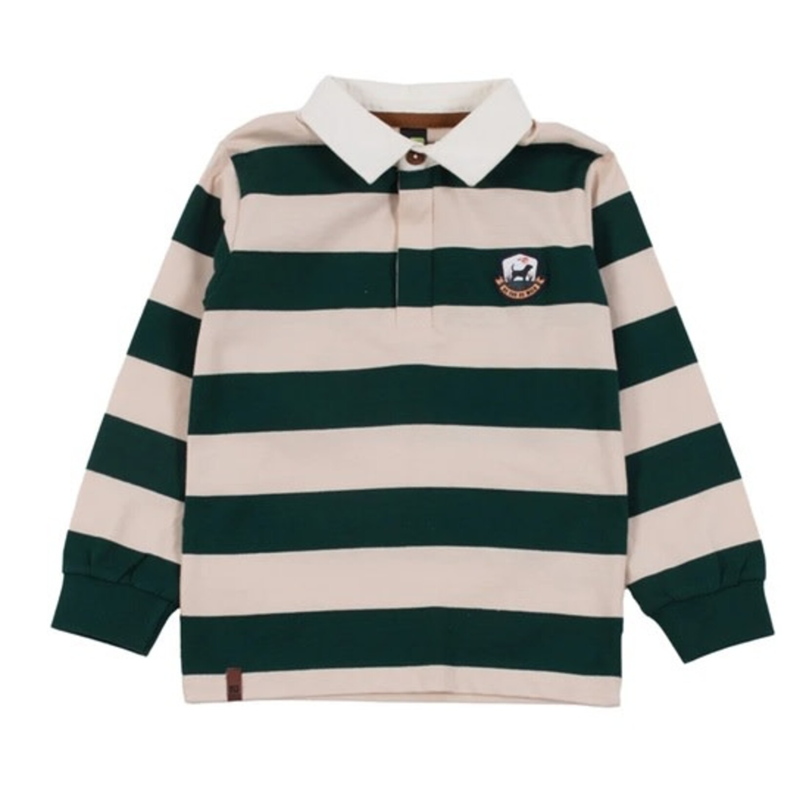 Nanö NANÖ - Beige long-sleeved sweater/polo shirt with green stripes 'English Countryside'