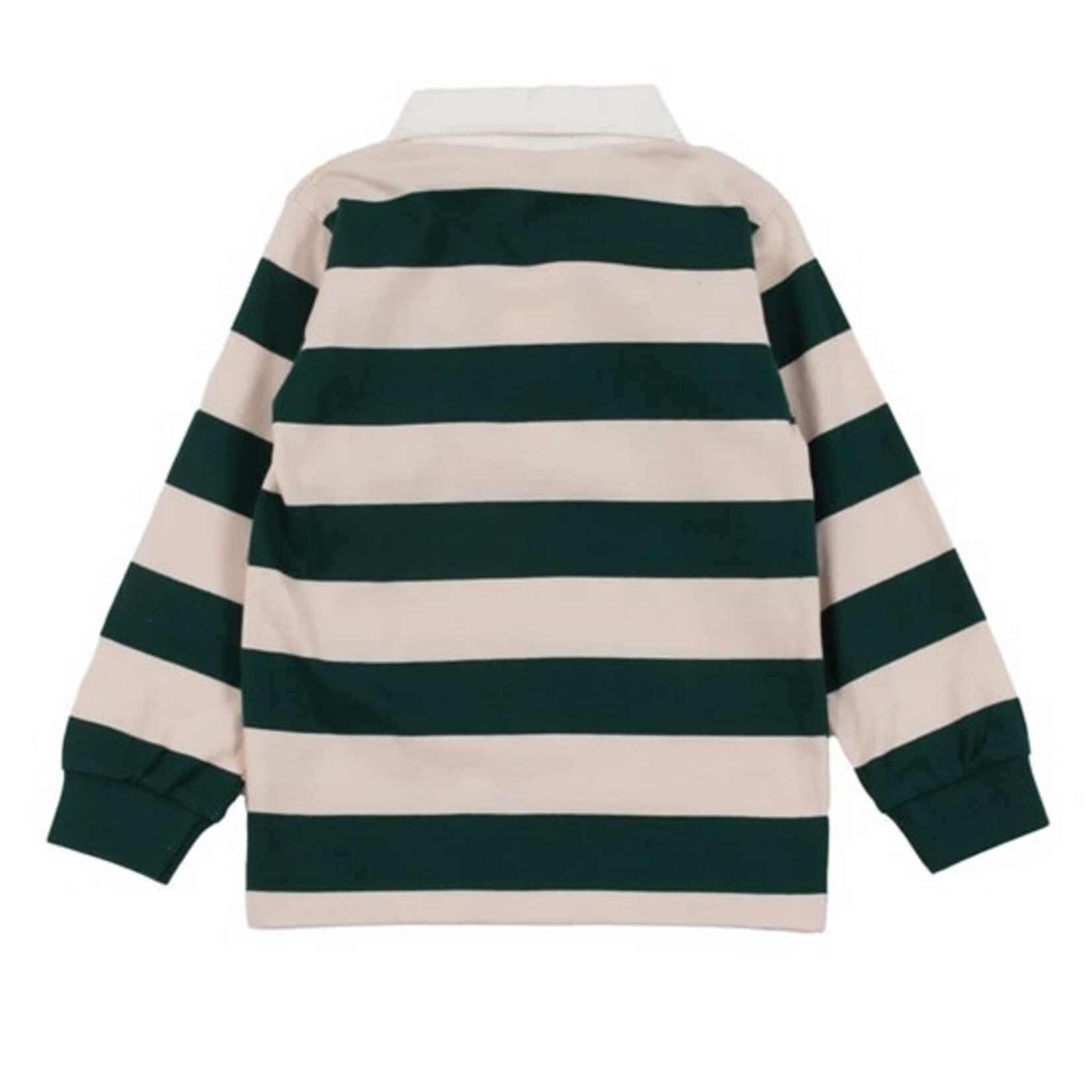 Nanö NANÖ - Beige long-sleeved sweater/polo shirt with green stripes 'English Countryside'