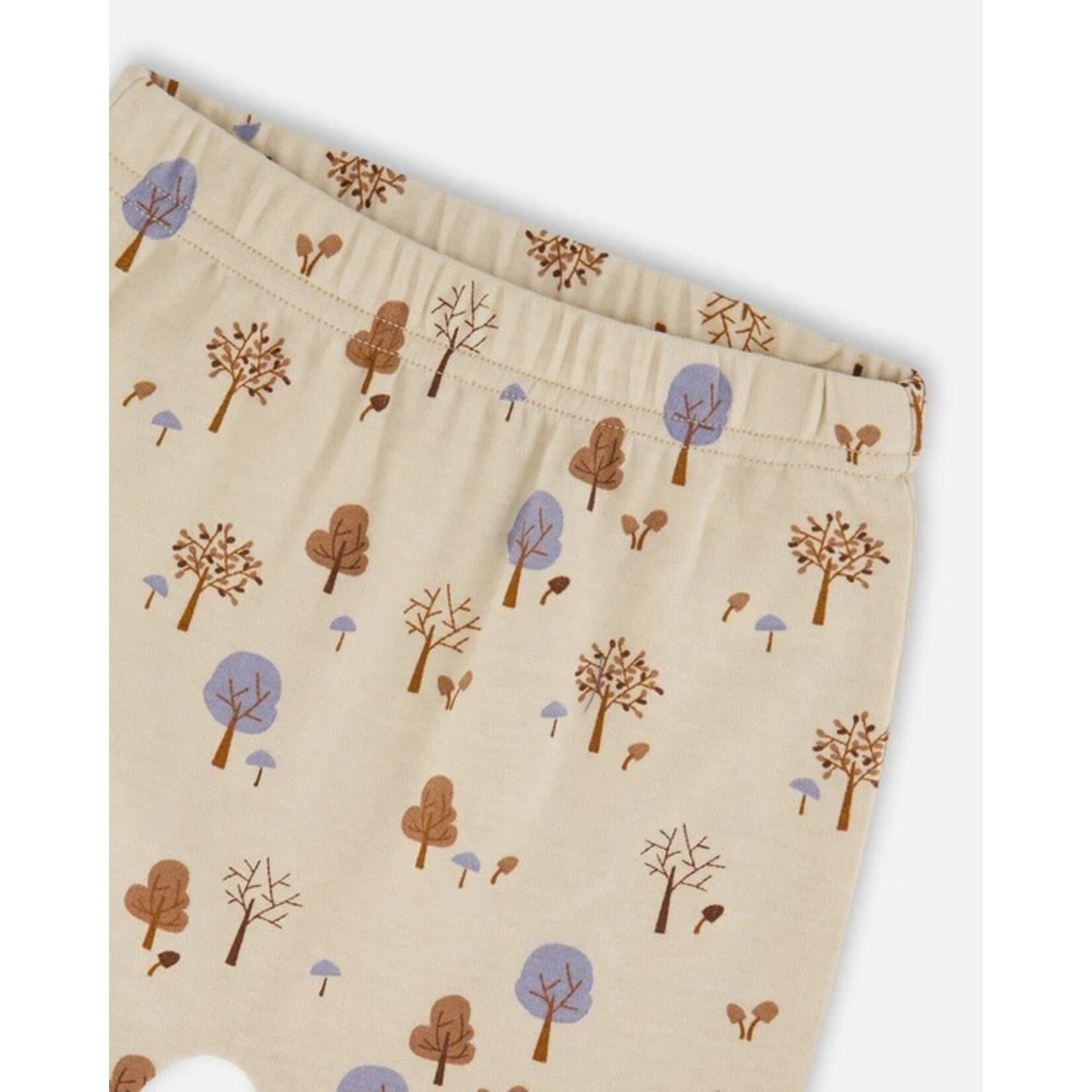 Deux par Deux DEUX PAR DEUX- Ensemble pantalon et haut beige imprimé arbres en coton biologique 'Les trois ours'