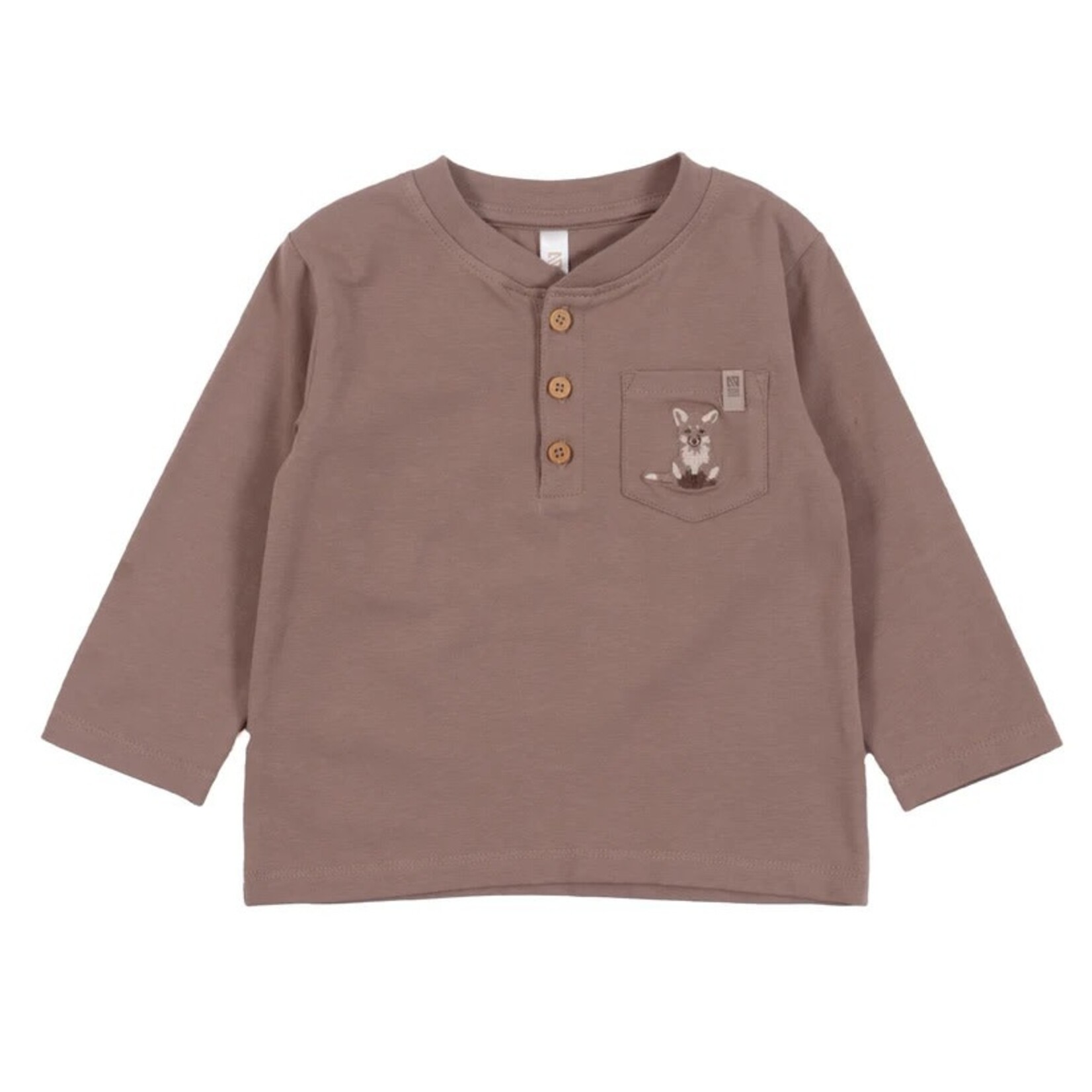 Nanö NANÖ - Ensemble 2 morceaux - T-shirt à manches longues bruns et pantalon côtelé avec imprimé Renard