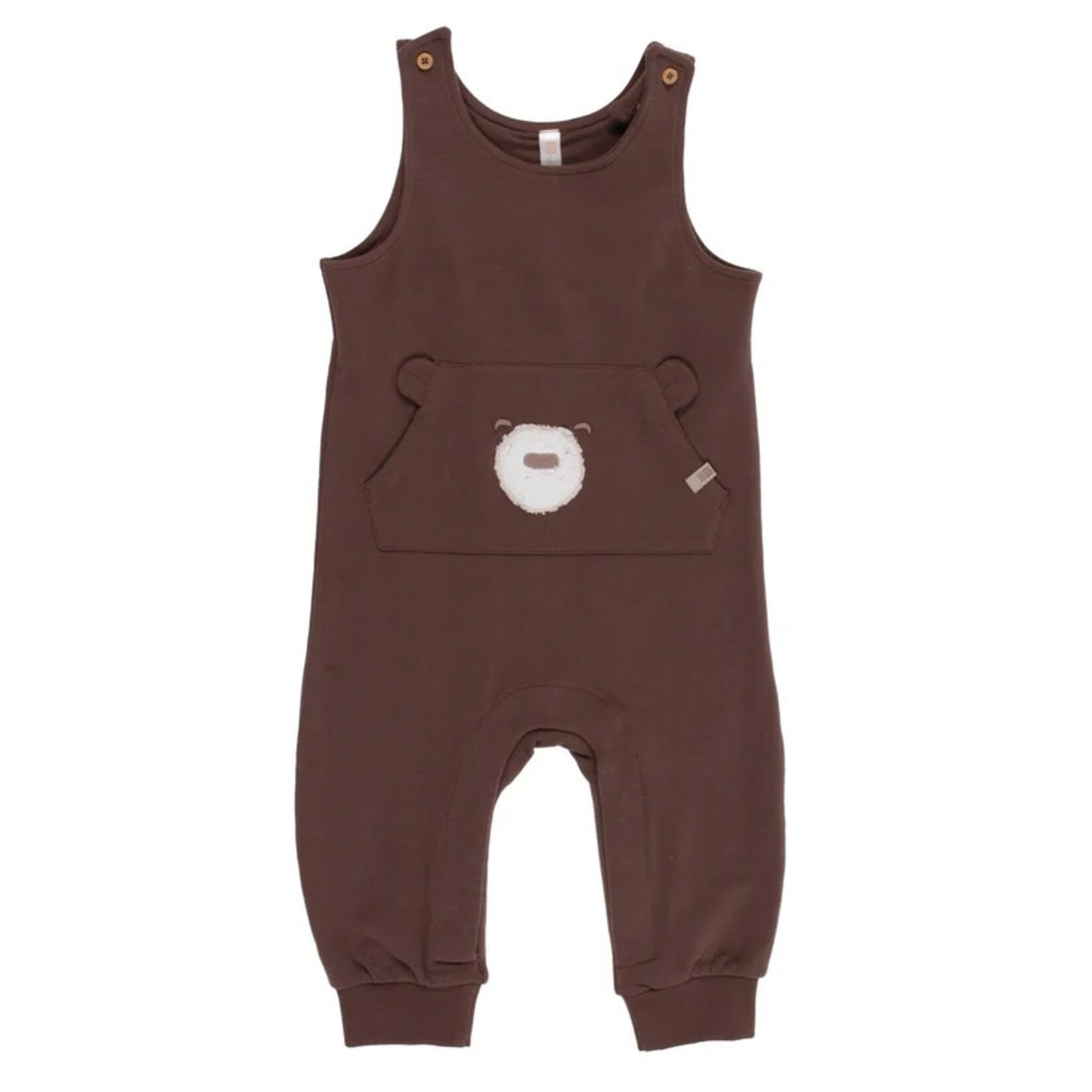 Nanö NANÖ - 2-piece set - Striped long-sleeved bodysuit and brown overalls with bear pocket