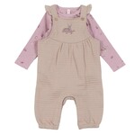 Nanö NANÖ - 2-piece set - Lilac long-sleeved bodysuit and dungarees with deer print