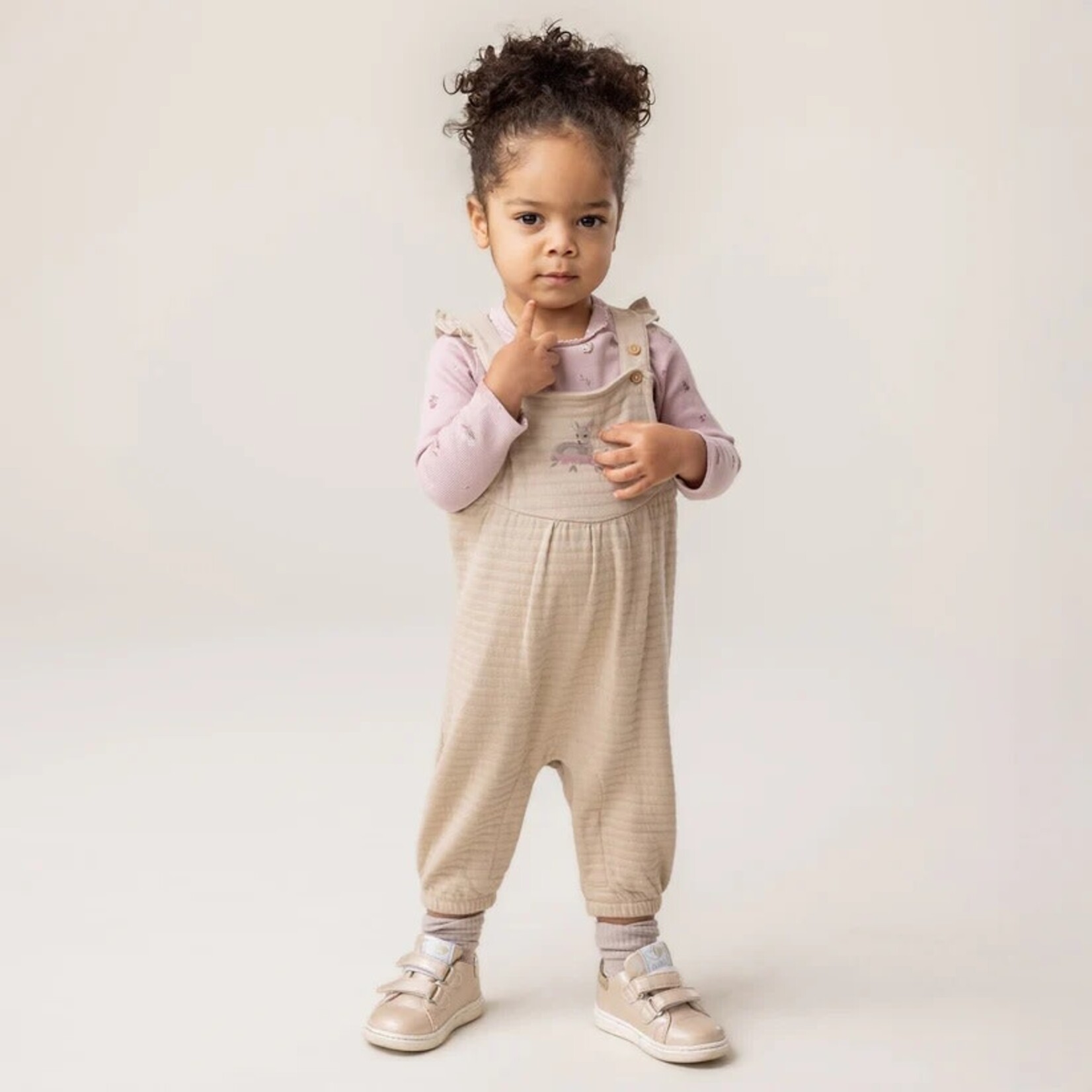Nanö NANÖ - 2-piece set - Lilac long-sleeved bodysuit and dungarees with deer print