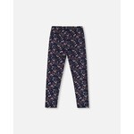 Deux par Deux DEUX PAR DEUX - Leggings en jersey marine fleuris 'Chatouille'
