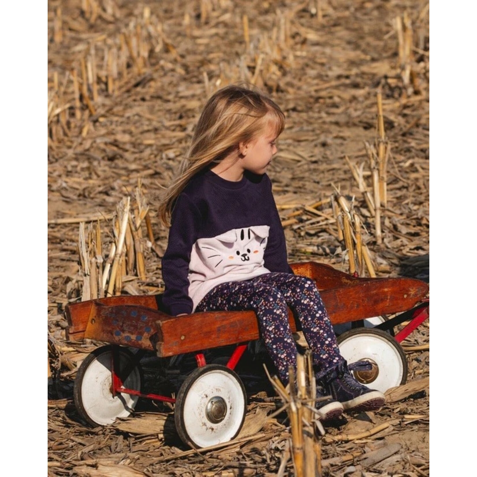 Deux par Deux DEUX PAR DEUX - Leggings en jersey marine fleuris 'Chatouille'