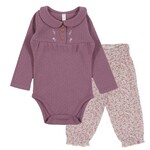Nanö NANÖ - 2-piece set - Purple long-sleeved bodysuit and floral pants