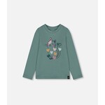 Deux par Deux DEUX PAR DEUX - T-shirt à manches longues sauge avec chat en coton biologique 'Chatouille'